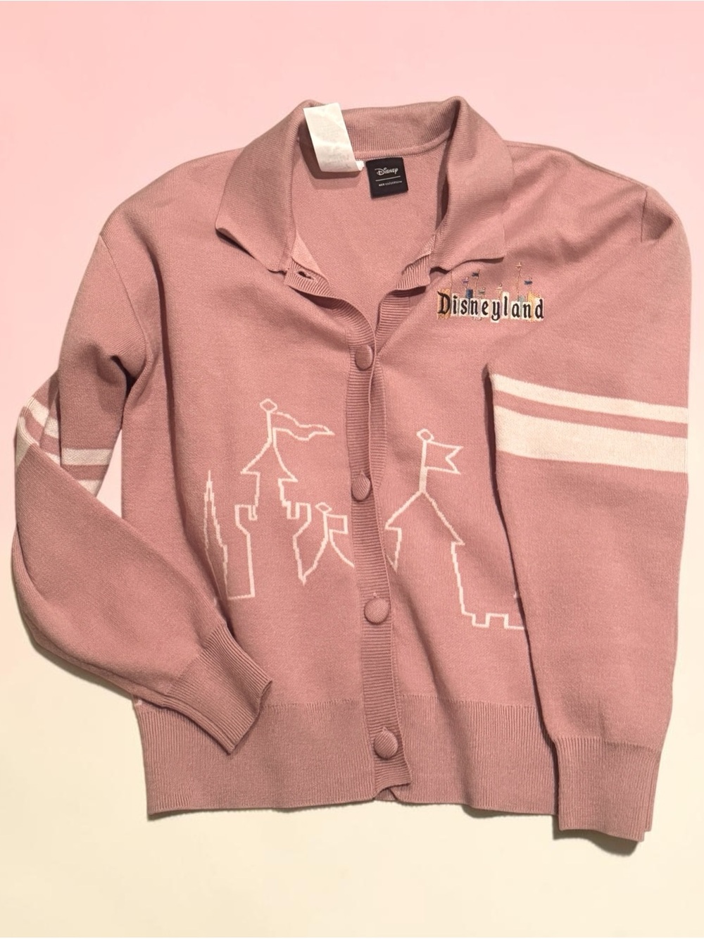 Disney Pink Castle Graphic Button-Up Cardigan Sweater